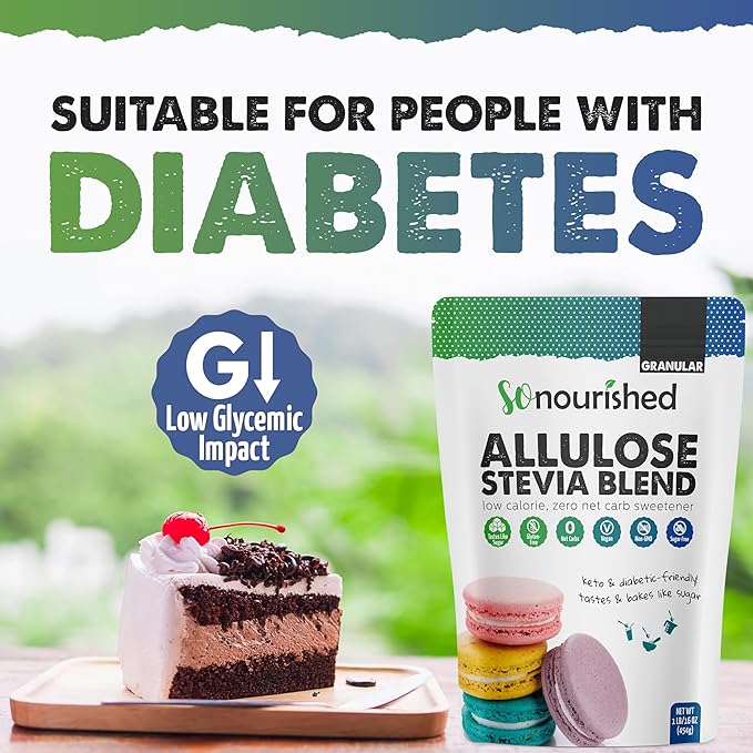 So Nourished Stevia with Allulose Sweetener Granular - 1:1 Sugar Substitute, Keto - 0 Calorie, 0
