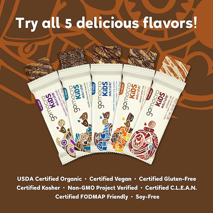 GoMacro Macrobar Organic Vegan Protein Bars - Blueberry + Cashew Butter & Oatmeal Chocolate Chip