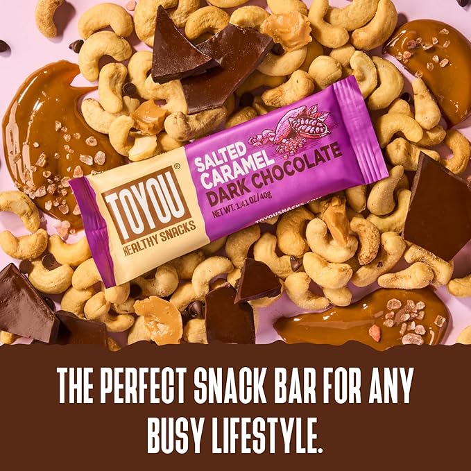 ToYou Chewy Fruit and Nut Bars - Healthy Protein Snacks | Salted Caramel Dark Chocolate - 1.41
