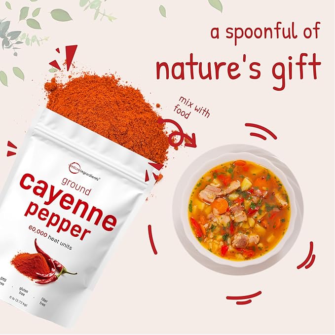Ground Cayenne Pepper Powder, 6 lb (60,000 SHU) | Premium Source | Spicy Heat with Natural Bite |