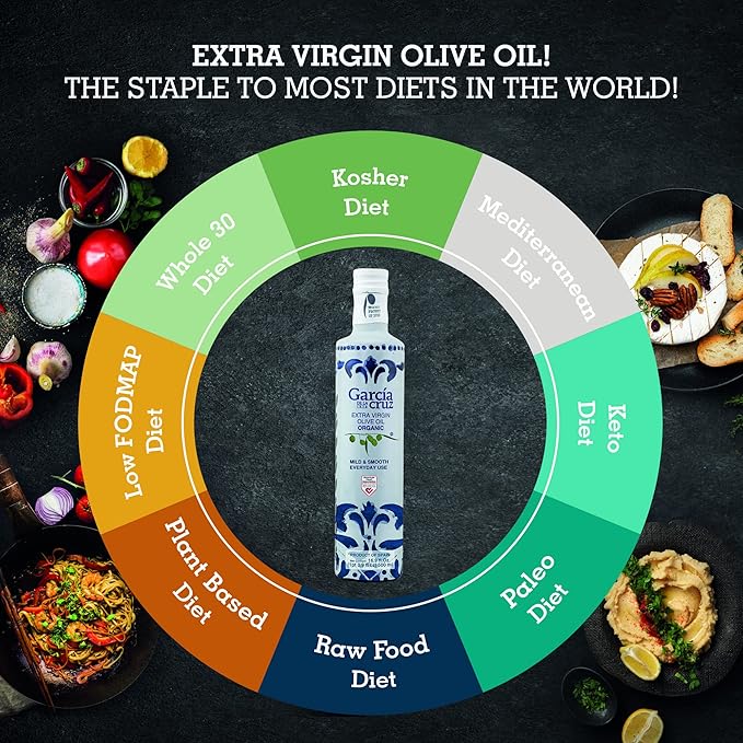 Organic Extra Virgin Olive Oil by Garcia de la Cruz, Mild Smooth Flavor for Everyday Use, Spanish