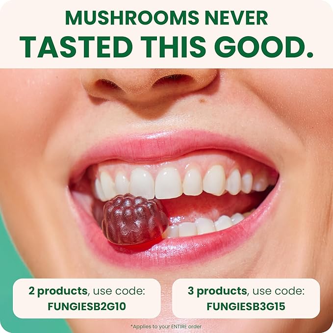 Fungies Multi Mushroom Gummies for Men & Women - Mushroom Supplement Includes Lion?™s Mane