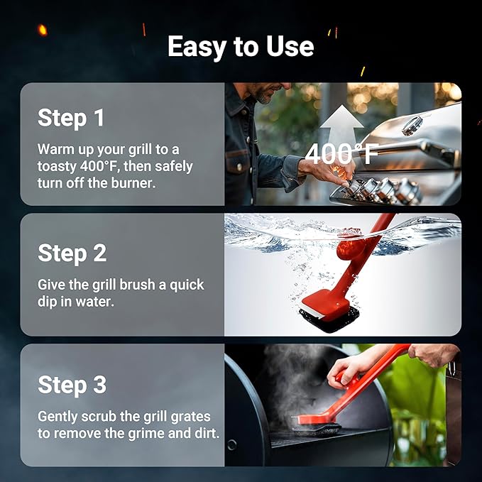 BQ03 Grill Brush Replaceable Cleaning Head, Safe Bristle-Free BBQ Cleaning Tool, Barbecue Grill