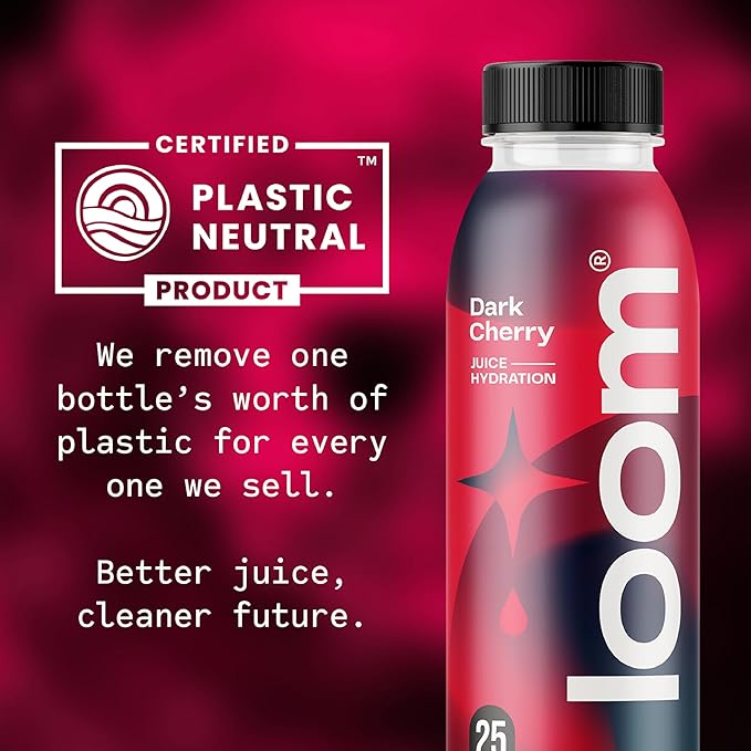 Dark Cherry Juice Drinks by Loom, Low Sugar Juice, Real Fruit, No Added Sugar, 30 Calories, Vegan