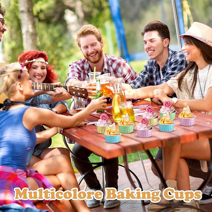 Gejoy 400 Pcs Aluminum Foil Baking Cups with Lids 5 oz Disposable Ramekins Mini Cake Pans Creme