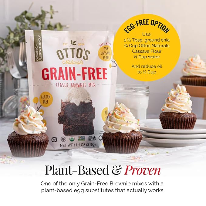 Otto's Naturals Grain-Free Classic Brownie Mix, 11.1 Oz., Top 9 Allergen-Free, Organic Cassava