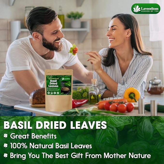 Lavendium, Premium 8oz Dried Basil ??100% Pure, Non-GMO, Gluten-Free, Vegan ??Aromatic Culinary