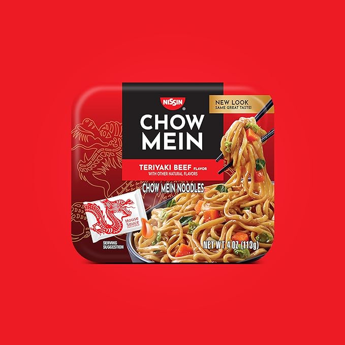 Nissin Chow Mein Noodles, Teriyaki Beef, 4 Ounce (Pack of 8)