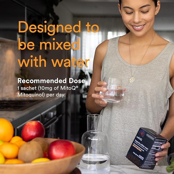 MitoQ Longevity Cellular Water Daily Powdered Drink Mix Natural Orange Flavor