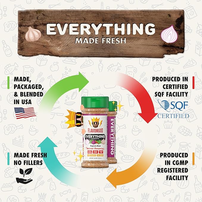 Everything Seasoning Mix, 2 Bottles by Flavor God - Premium All Natural & Healthy Spice Blend for