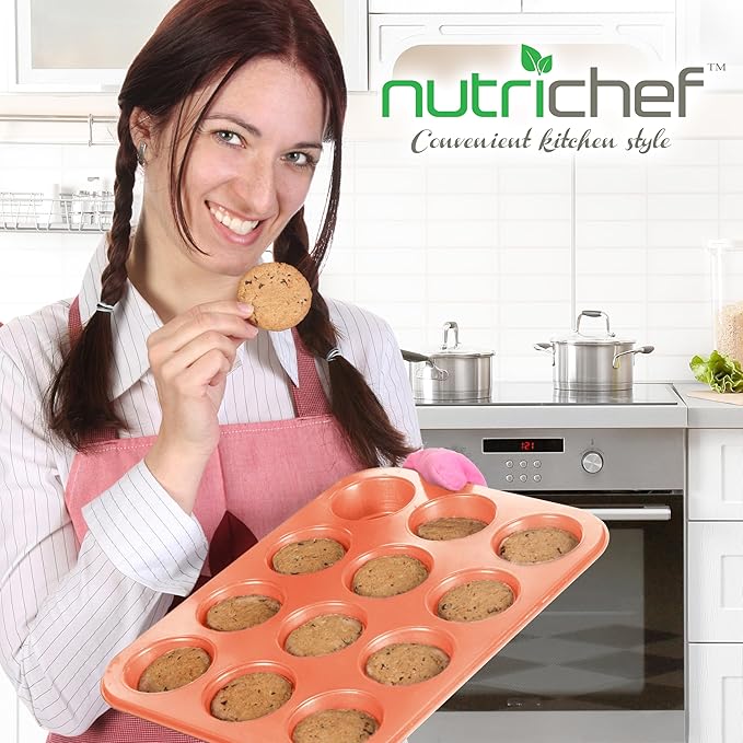 NutriChef 10-Piece Kitchen Oven Baking Pans - Deluxe Carbon Steel Bakeware Set with Stylish
