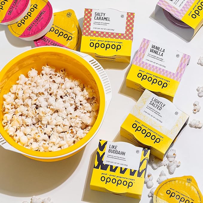 Opopop Gourmet Popcorn Gift Set - Variety 12-Pack Microwave Popcorn Kit, Collapsible Silicone