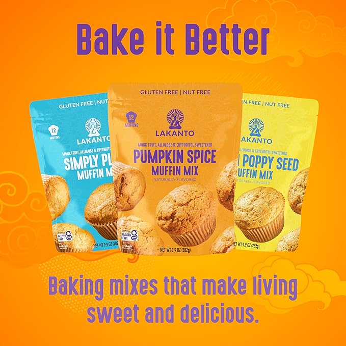 Lakanto Pumpkin Spice Muffin Mix - Sweetened with Monk Fruit, Allulose, Erythritol, Gluten Free