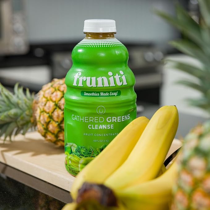 Fruniti Super Greens Smoothie Mix - Natural Cleanse + Detox - No Sugar Added - Fruit + Veggie Puree