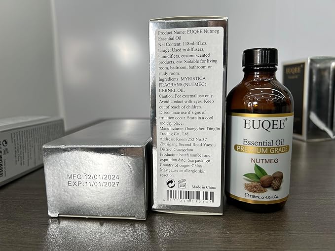 Nutmeg Essential Oil 118ML Large Capacity Nutmeg Oil Premium Aromatherapy Essential Oils with Glass
