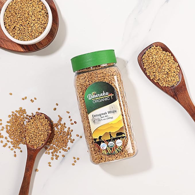 Dwaraka Organic - Fenugreek Seeds, 10.5oz, Healthy, Organic, Non GMO, All Natural