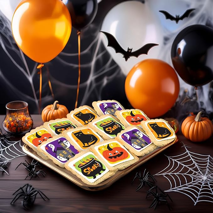 Halloween Cookies 24 Pack Decorated | INDIVIDUALLY WRAPPED Bulk Party Favors Sugar Cookies | Gift