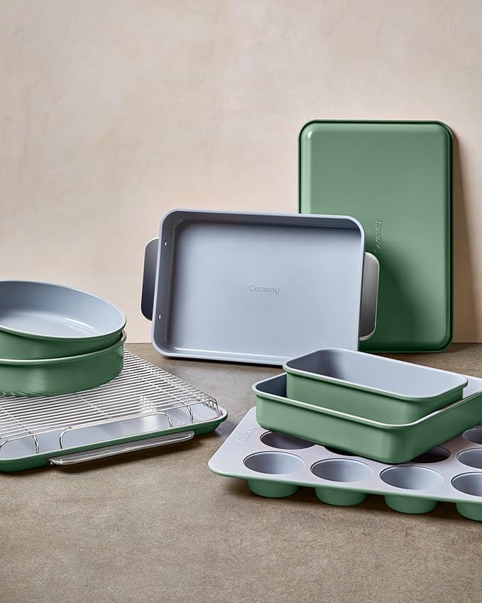 Caraway Non-Stick Ceramic Large Baking Sheet Duo - Naturally Slick Ceramic Coating - Non-Toxic