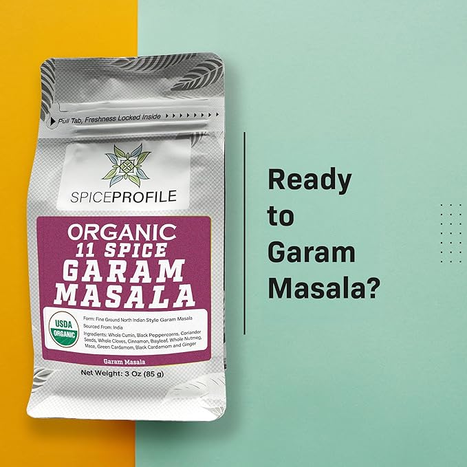 Spice Profile USDA Organic 11-Spice Garam Masala, 3 oz, Lab Tested for Heavy Metals, Salt Free, North Indian Style