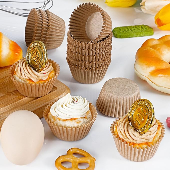 Caperci Standard Cupcake Muffin Liners for Baking 300 Pcs - Odorless Greaseproof Paper Muffin