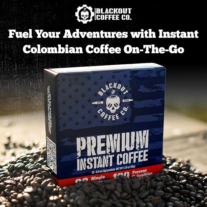 Blackout Coffee Colombian Arabica Instant Coffee – Medium Roast, Strong Aromatic, Single Serve