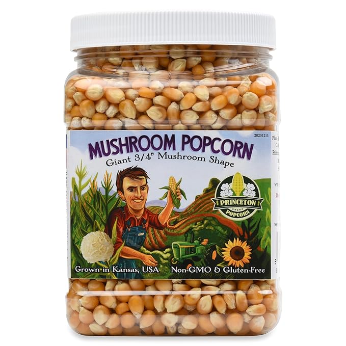 Princeton Popcorn Mushroom Hulless Popcorn Kernels ??Easy-Eating, Ball Shaped Tender Popping Corn