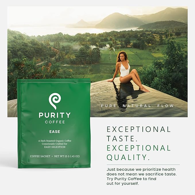 Purity Coffee EASE Dark Roast Low Acid Organic Coffee - USDA Certified Organic Specialty Grade