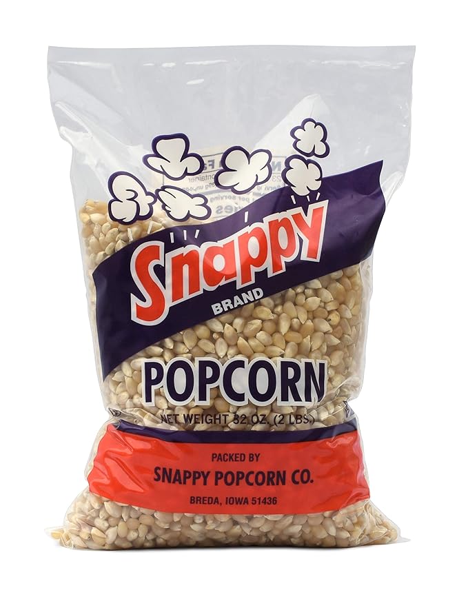 Snappy White Popcorn Kernels for Popping with Popcorn Machine, Air Popper or Stove Top, 2lb Bags, 4