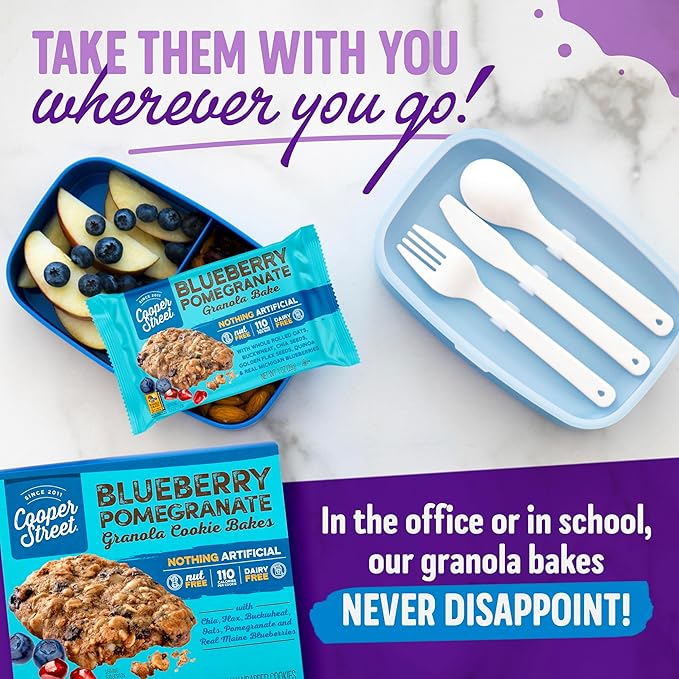 Cooper Street Granola Bakes in Delicious Blueberry Pomegranate Flavor | Healthy Chewy Granola Bars