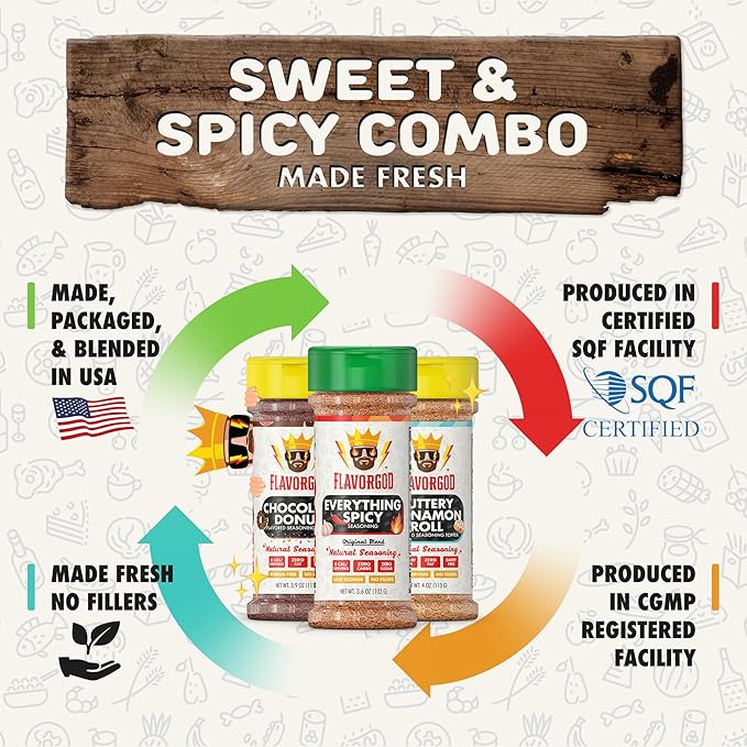 Sweet & Spicy Combo Pack of 3, Spices, Toppers and Seasoning Gift Set - Everything Spicy, Buttery