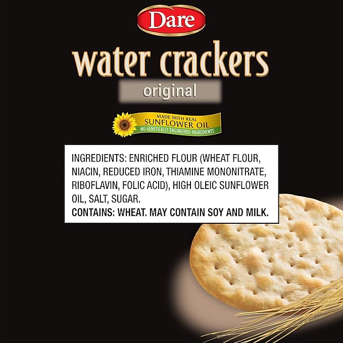 Dare Original Water Crackers – Healthy Entertaining Snacks with 0 grams of Trans Fat and Saturated