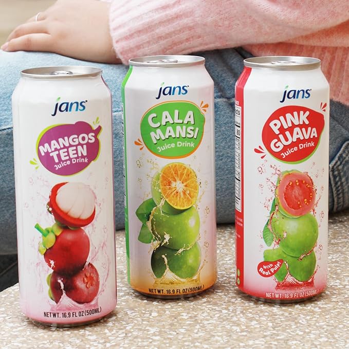 Jans Golden Lime Juice Calamansi Drink (16.9 oz Cans, 12-Pack) ??Philippine Kalamansi Citrus
