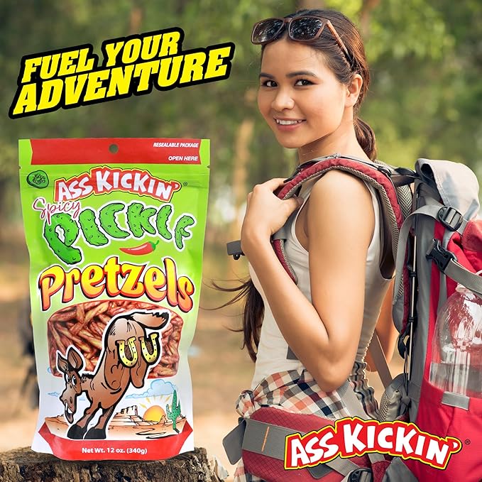 ASS KICKIN??Spicy Pickle Pretzels 12 Ounce Size Flavor Pack Seasoned Pretzel Twists