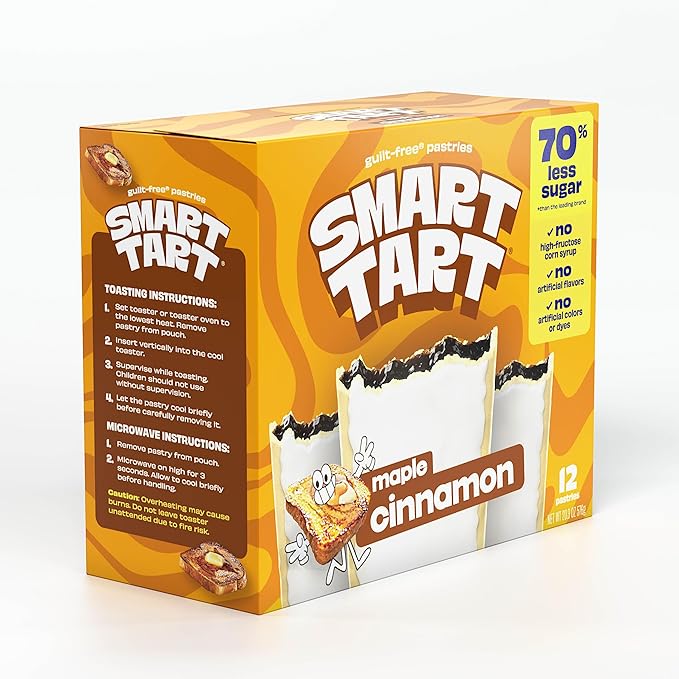 Smart Tart Toaster Pastries Maple Cinnamon - Low Sugar Snacks, Healthy Breakfast Pastry, On the Go
