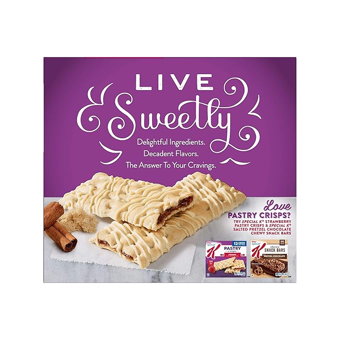Special K Bar Pastry Crisps, Breakfast Bars, 100 Calorie Snacks, Brown Sugar Cinnamon (8 Boxes, 96 Count)