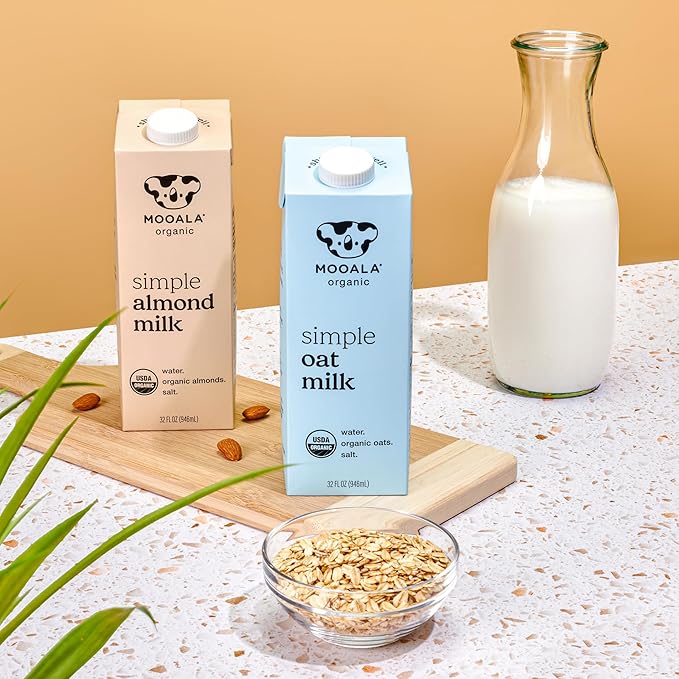 Mooala Organic Simple Oat Milk, 32oz - 3 Ingredient, Shelf Stable, No Gums, No Oils, No Fillers