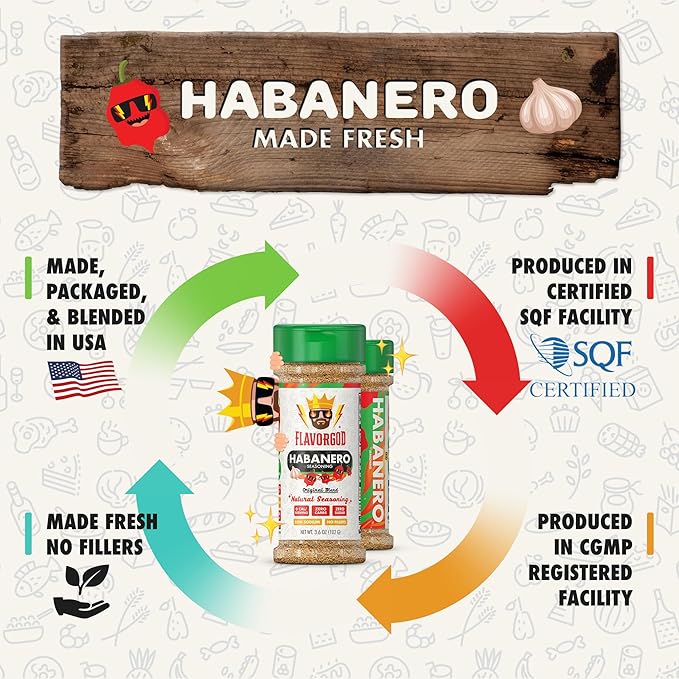 Habanero Seasoning Mix by Flavor God, 2-Pack - Premium All Natural & Healthy Spice Blend for