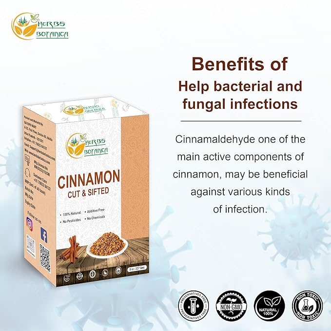 Herbs Botanica Cinnamon Bark Sticks Chips for Baking, Herbal Tea Rich Aroma and Great Flavour