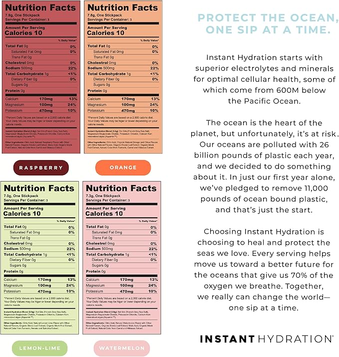 Instant Hydration Electrolytes Powder Packets - Variety Pack - Zero Sugar - Keto, Vegan