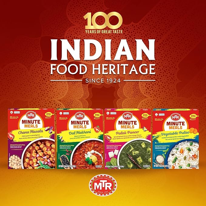 MTR Ready-To-Eat: Maharaja Pack - Assorted Pack of 4 (Chana Masala, Dal makhani, Palak Paneer