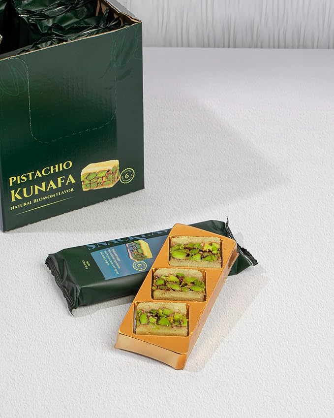 Snacklava Kunafa White Pistachio with Natural Blossom Flavor - 20 Pack (3 Pieces per Pack) - No