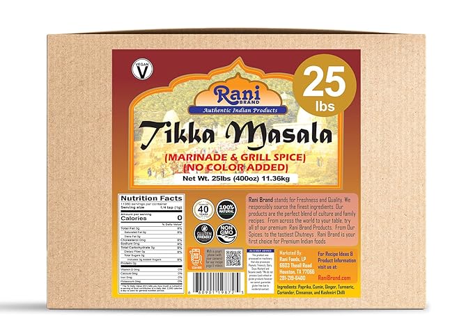 Rani Tikka Masala Indian 7-Spice Blend 400oz (25lbs) 11.36kg Bulk Box ~ All Natural | Salt-Free |