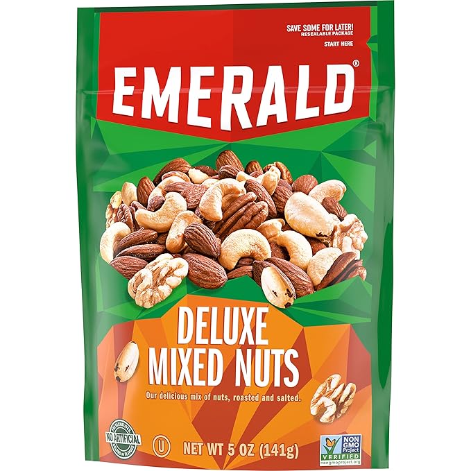 Emerald Nuts Deluxe Mixed Nuts (1-Pack), Features Roasted and Salted Nuts, Including Almonds