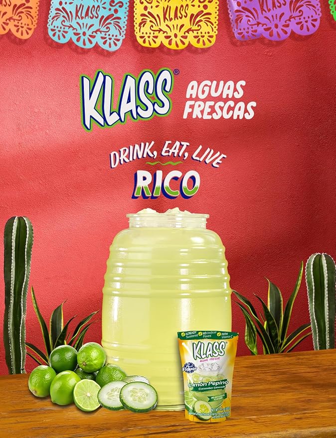 Klass Aguas Frescas | Drink Mix Cucumber Limeade | Flavors From Natural Sources, No Artificial