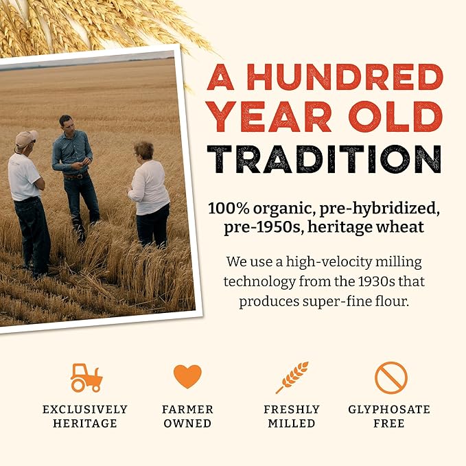 Sunrise Flour Mill Heritage Organic Whole Wheat Flour - 5 lbs | Milled from red hard wheat within