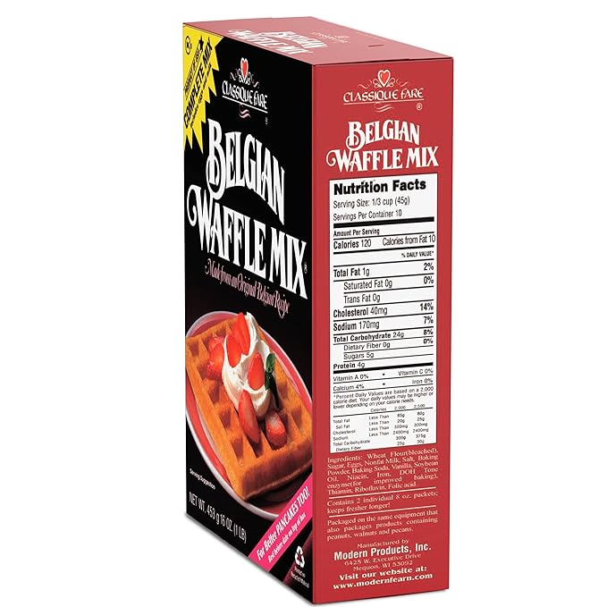 Classique Fare Belgian Waffle Mix - Makes Light and Crisp Waffles, Pancakes, Muffins & Crepes