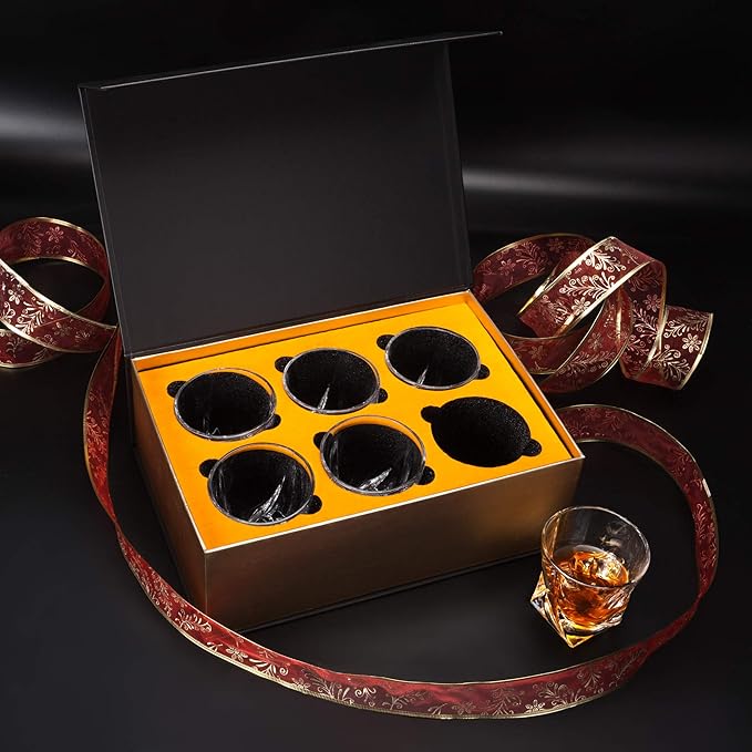 KANARS Crystal Whiskey Glass - Set of 6 Rocks Glasses 10 Oz in Luxury Box - Lowball Bar Tumblers