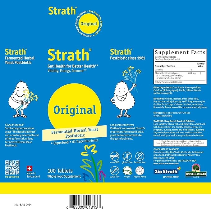 Strath Nutritional Yeast Tablets - Vegetarian, Lactose Free, Artificial Additive Free - Digestive