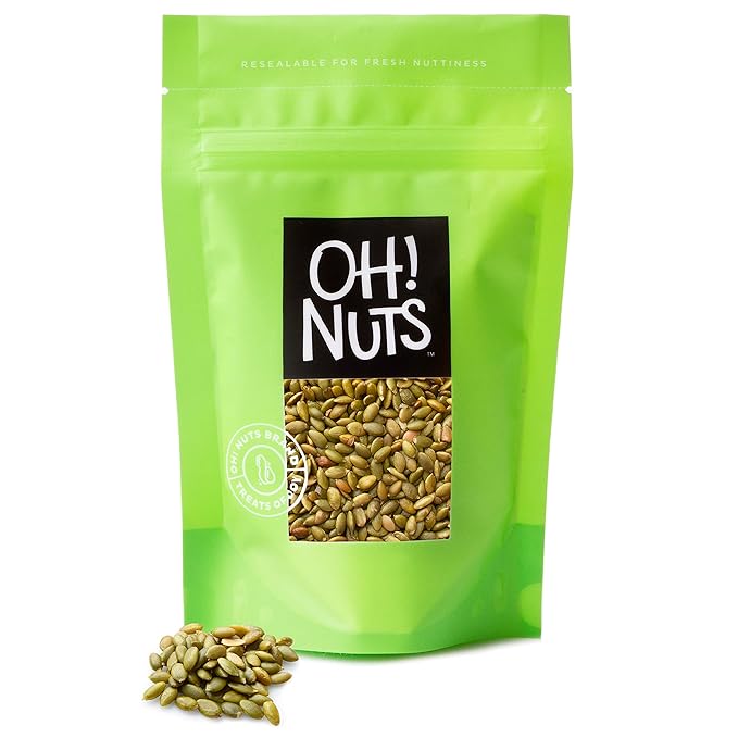 Oh! Nuts Pumpkin Seed Roasted & Salted - 5 lb Bulk Bag - No Shell Pumpkin Seeds - Roasted Seeds