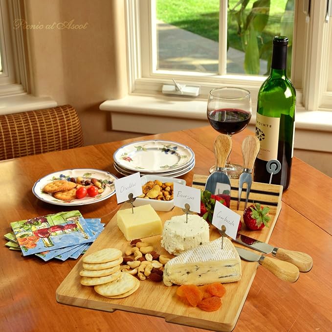 Picnic at Ascot Personalized Monogrammed Laser Engraved Hardwood Board for Cheese & Appetizers